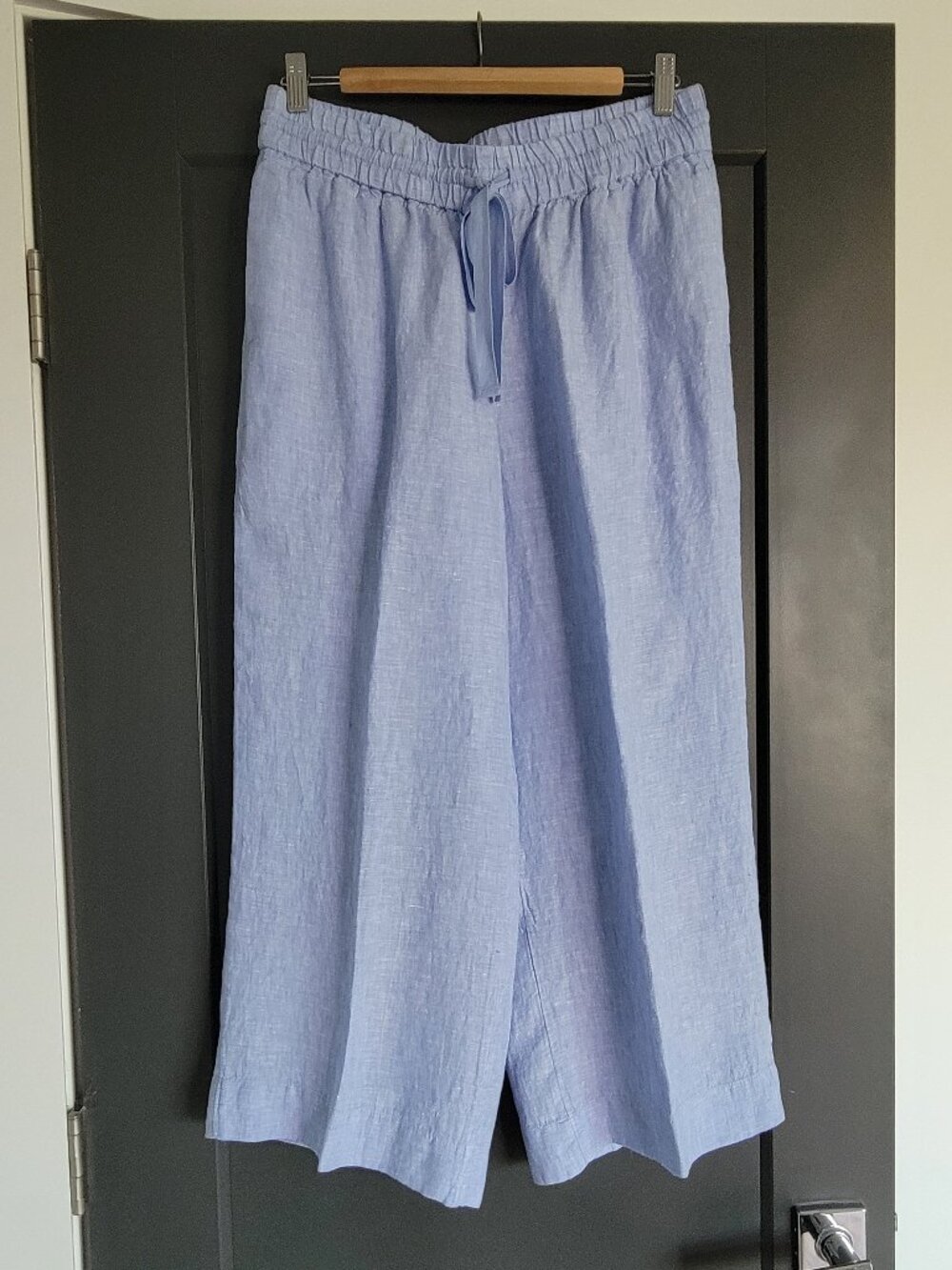 J.Crew french blue wide leg 100% linen pull on pants - Picture 2 of 7